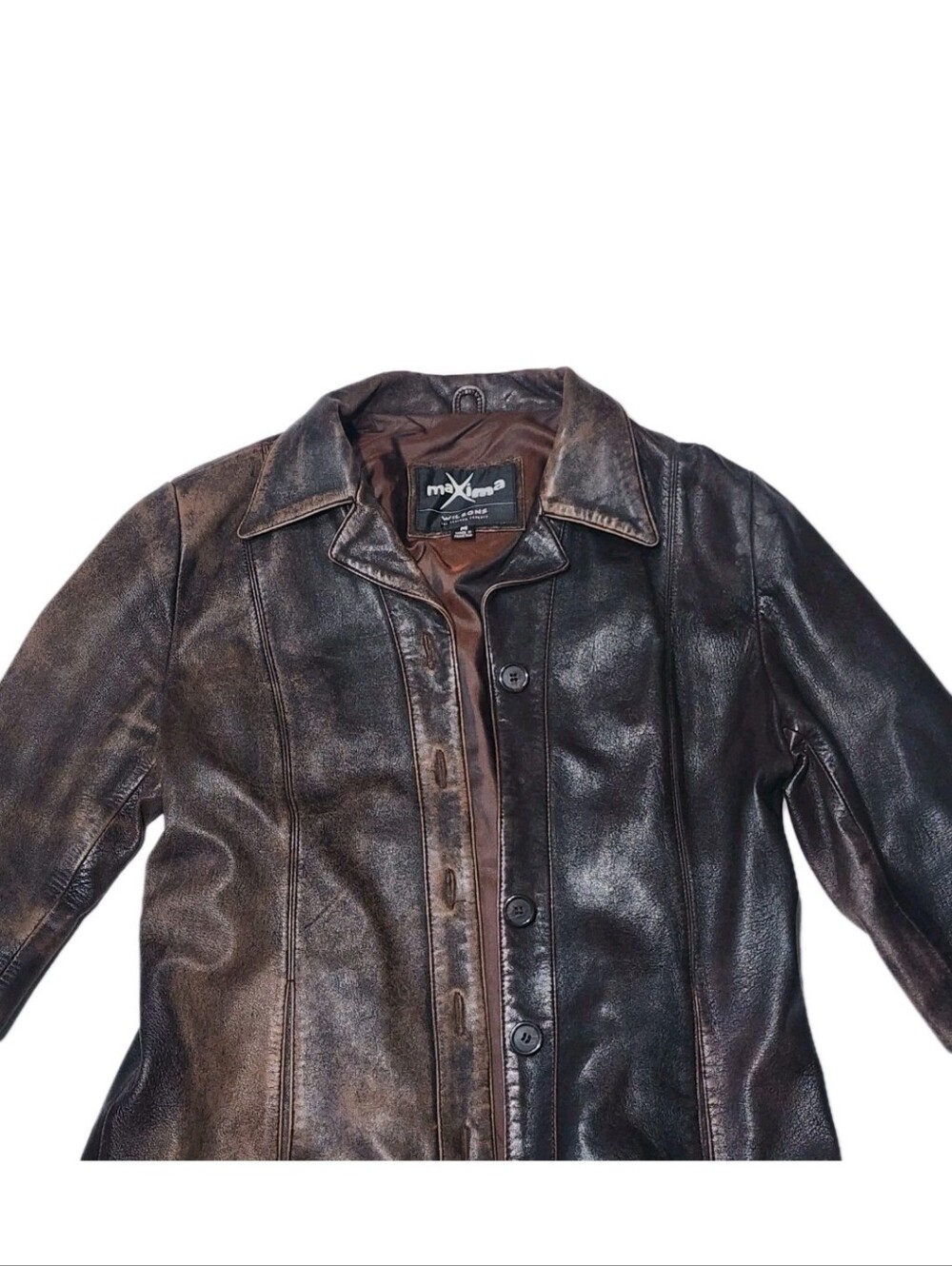 Vintage Wilson's Brown Leather Jacket Women's M Medium Soft Faded Blazer Western - Picture 3 of 11